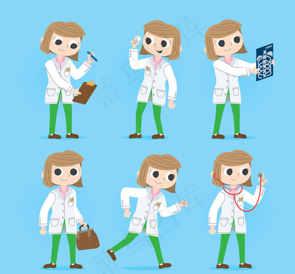 创意短发女医生ai矢量模版下载