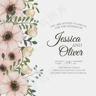 花卉婚礼邀请卡