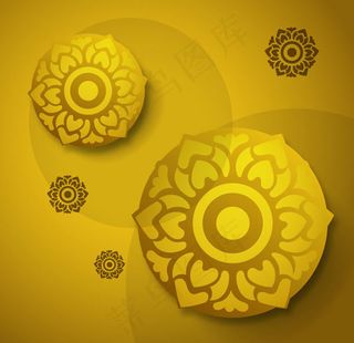 金色花朵圆盘背景