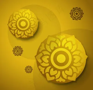 金色花朵圆盘背景