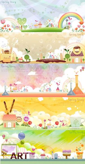 卡通风景画矢量