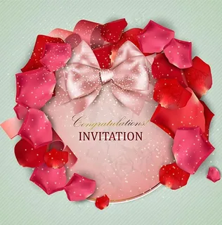 玫瑰花瓣邀请卡