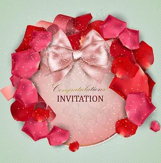 玫瑰花瓣邀请卡