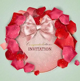 玫瑰花瓣邀请卡