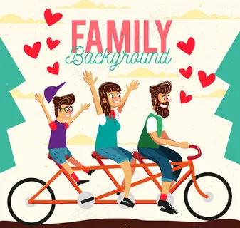 骑单车的三口之家