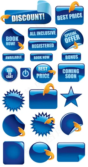 蓝色网页图标,免抠元素