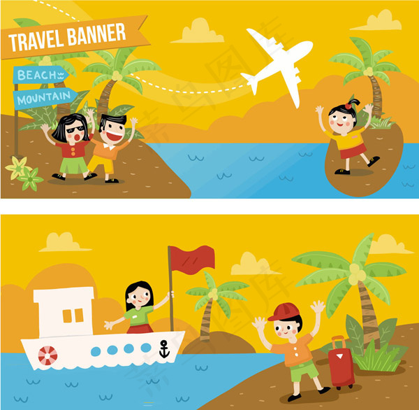 度假旅行bannerai矢量模版下载