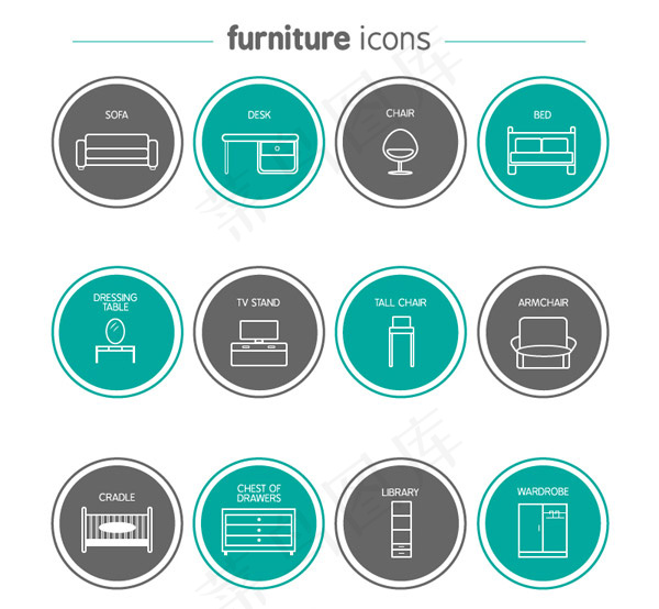 圆形家具图标,免抠元素