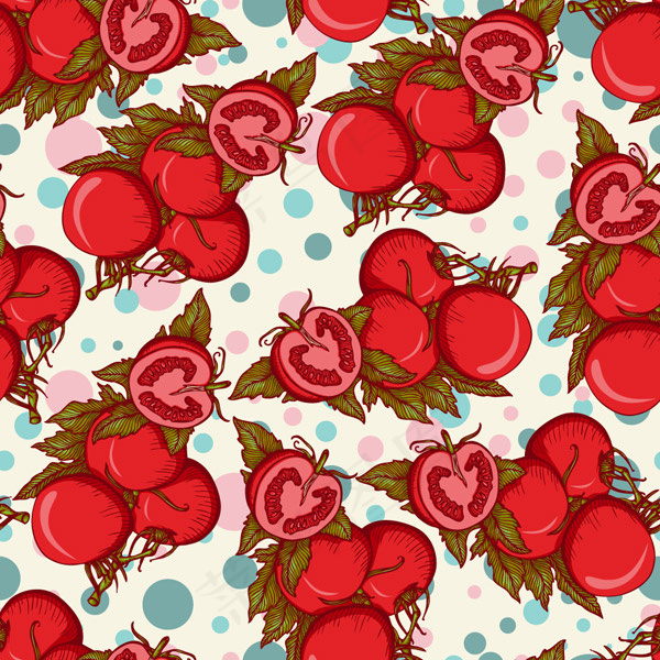 手绘番茄无缝背景