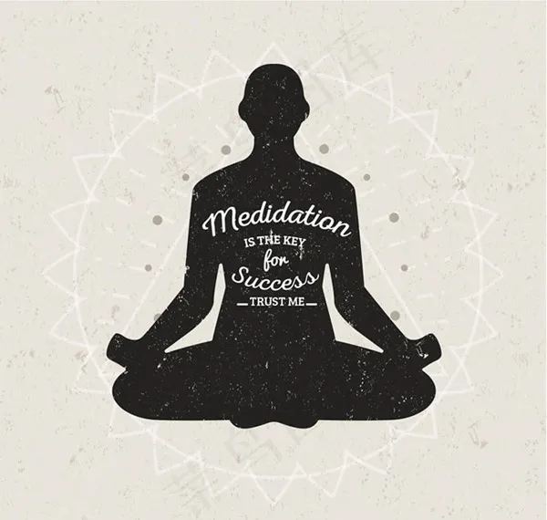 冥想的女子剪影ai矢量模版下载