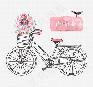 手绘单车矢量