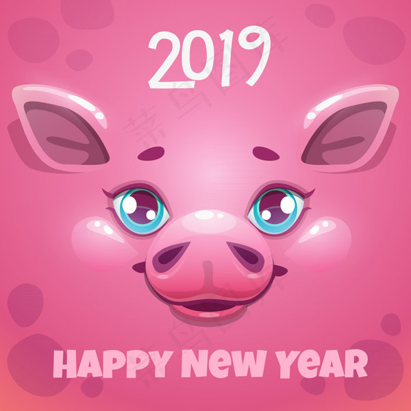 新年粉猪贺卡