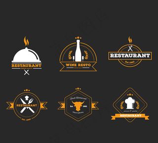 时尚餐馆标志矢量