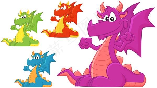 西方卡通龙矢量,背景元素