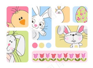 卡通兔子和小鸡