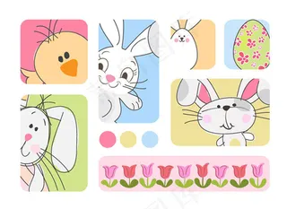 卡通兔子和小鸡