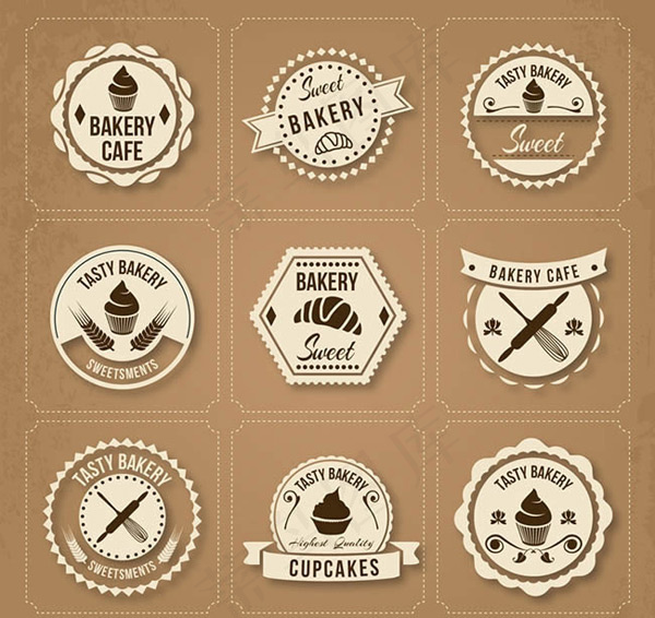 烘培食品标签,免抠元素