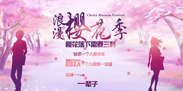 浪漫樱花季旅游海报(7000X3500(DPI:200))psd模版下载