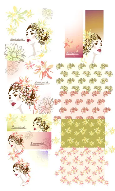 女人与花朵ai矢量模版下载