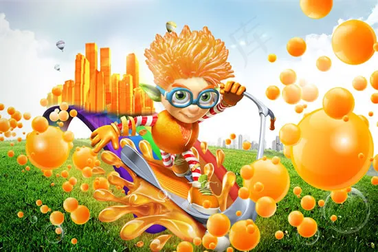 橙子饮料广告(5200X3458(DPI:300))psd模版下载