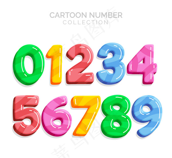 10款彩色卡通数字