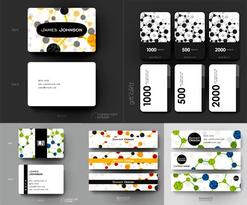 分子结构礼品卡eps,ai矢量模版下载