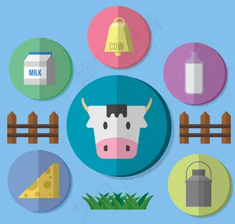 牧场奶牛图标,免抠元素