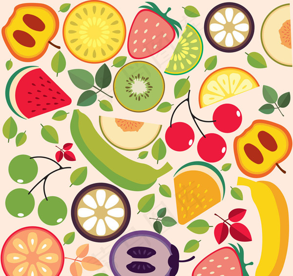 水果树叶无缝背景