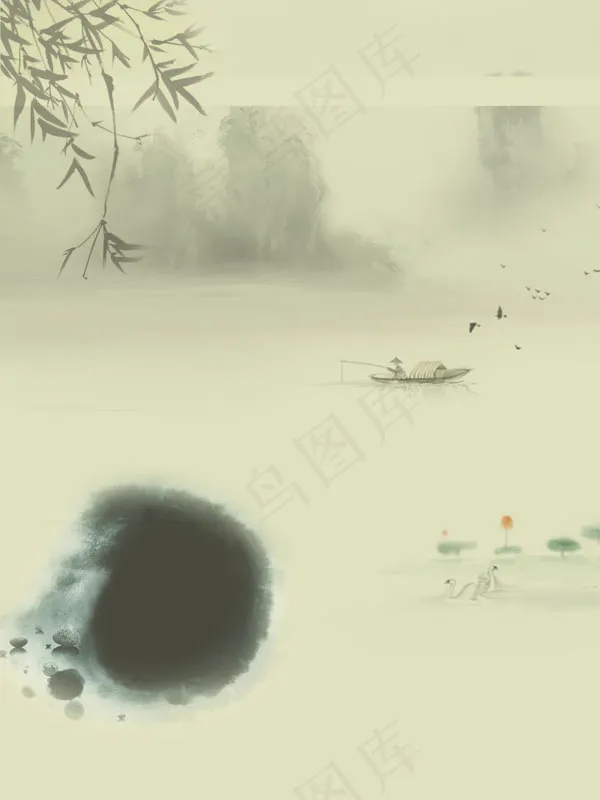 水墨意景图psd模版下载