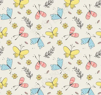 花卉和蝴蝶无缝背景