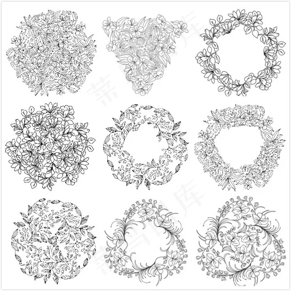 花卉造型矢量eps,ai矢量模版下载