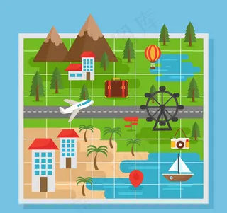 地图上的旅行风景