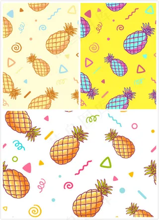 卡通菠萝花纹背景