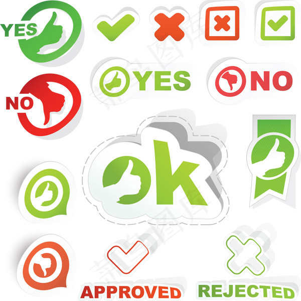 ok标签图标,免抠元素ai矢量模版下载
