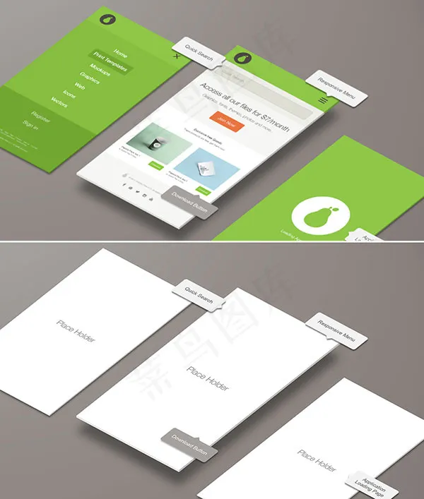 APP展示样机psd模版下载