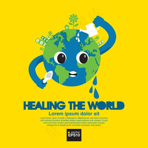 卡通地球环境保护eps,ai矢量模版下载