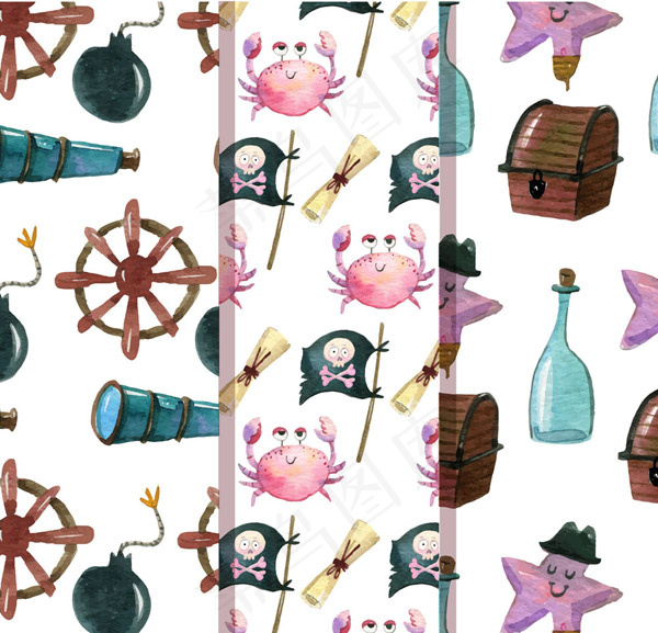 海盗元素无缝背景