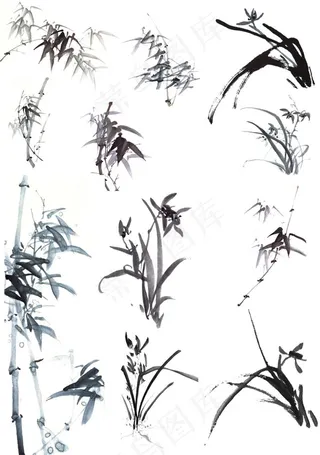 传统水墨竹兰