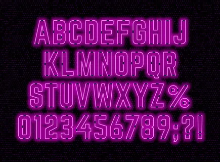 霓虹灯字母和数字