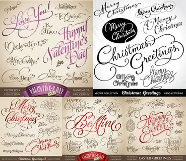 手写体英文矢量