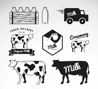 黑色乳制品标签,免抠元素