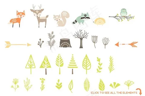 森林动植物图形