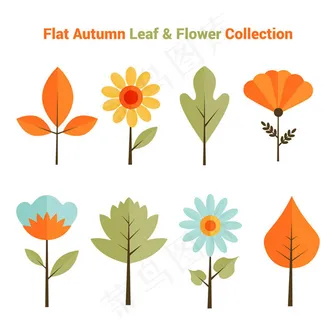 扁平化树叶和花卉 扁平化树叶和花卉