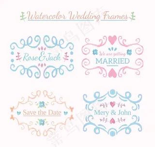 水彩绘花纹边框