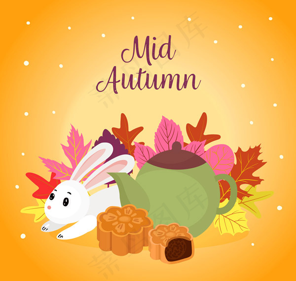 彩色中秋节兔子