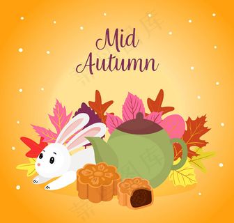 彩色中秋节兔子