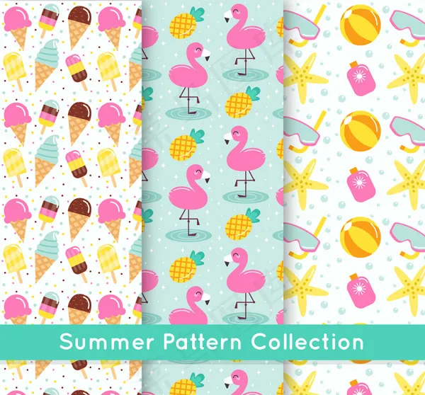 彩色夏季无缝背景ai矢量模版下载