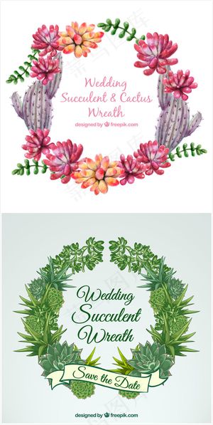婚礼水彩花环