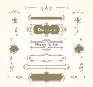 复古花纹与标签,免抠元素