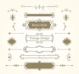 复古花纹与标签,免抠元素